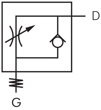 Schematický symbol: Zpetný ventil škrticí klapky (regulace odpadního vzduchu)