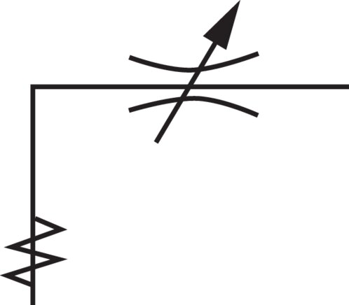 Schematický symbol: Škrtící ventil (ovládání prívodu a odvodu vzduchu - C)