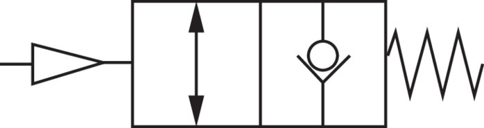 Schematický symbol: Zpetný ventil s odblokováním